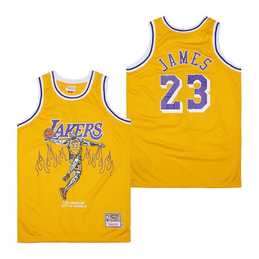 Men Los Angeles Lakers #23 James Yellow 2022 Nike Game NBA Jerseys style 2